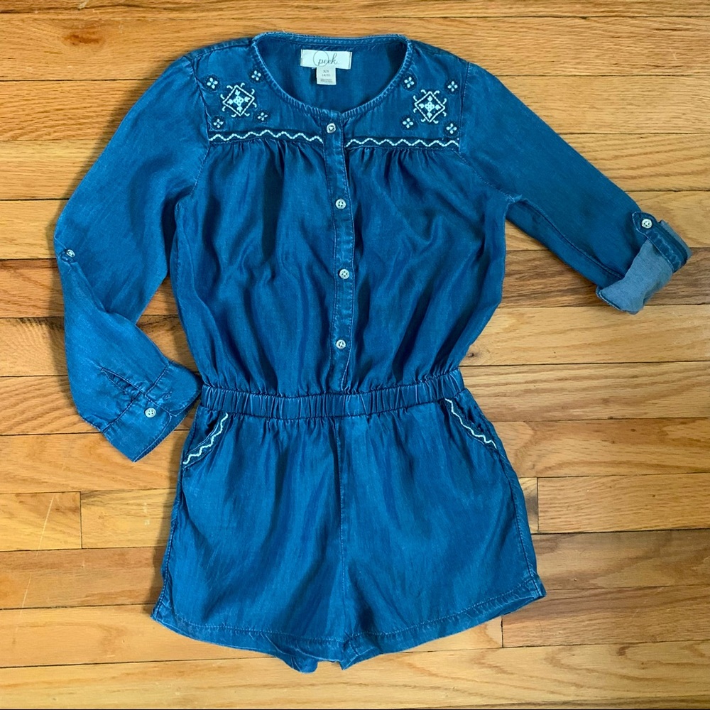 Peek size 4/5 blue chambray romper